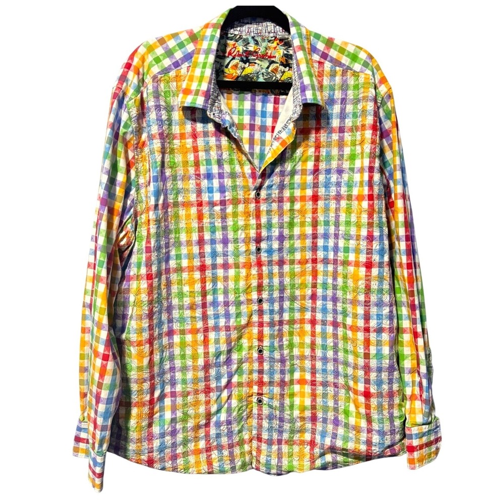 ROBERT GRAHAM Sz4XL EMBROIDERED PLAID CLASSIC FIT LONG SLEEVE SHIRT MULTICOLOR